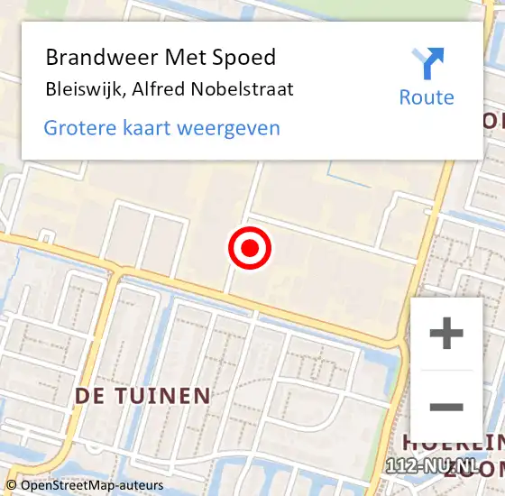 Locatie op kaart van de 112 melding: Brandweer Met Spoed Naar Bleiswijk, Alfred Nobelstraat op 21 oktober 2022 16:17