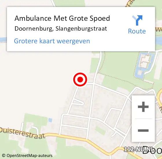 Locatie op kaart van de 112 melding: Ambulance Met Grote Spoed Naar Doornenburg, Slangenburgstraat op 21 oktober 2022 19:21