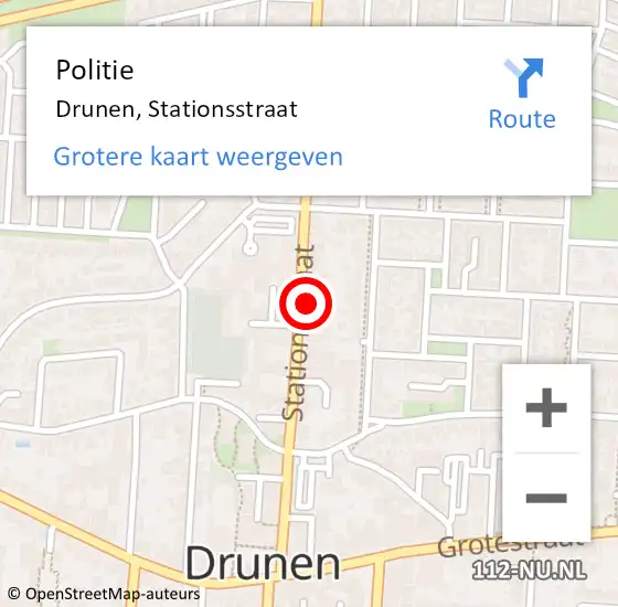 Locatie op kaart van de 112 melding: Politie Drunen, Stationsstraat op 21 oktober 2022 19:42