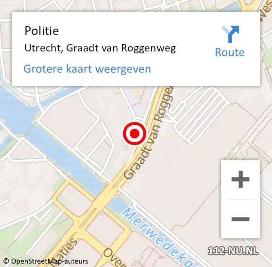 Locatie op kaart van de 112 melding: Politie Utrecht, Graadt van Roggenweg op 21 oktober 2022 20:19