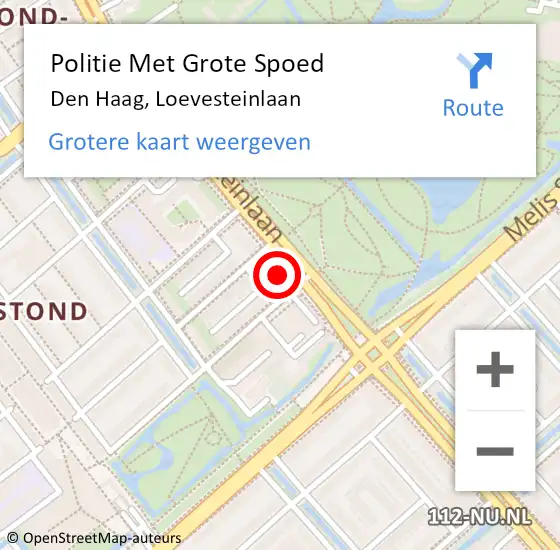 Locatie op kaart van de 112 melding: Politie Met Grote Spoed Naar Den Haag, Loevesteinlaan op 21 oktober 2022 20:37