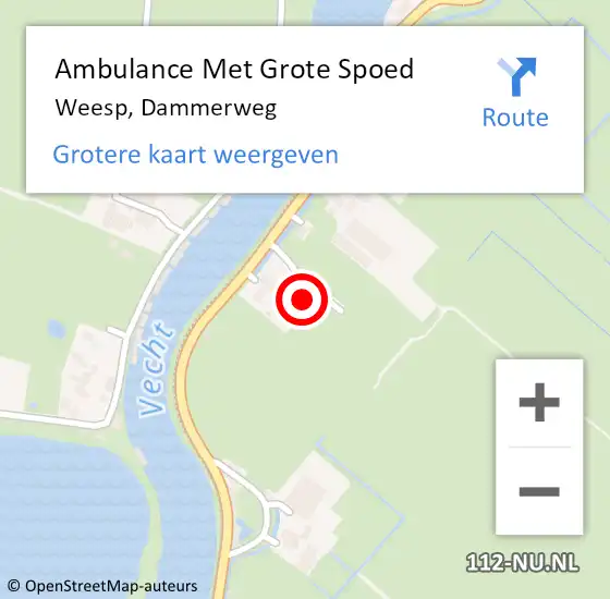 Locatie op kaart van de 112 melding: Ambulance Met Grote Spoed Naar Weesp, Dammerweg op 21 oktober 2022 22:58