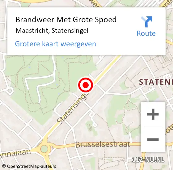 Locatie op kaart van de 112 melding: Brandweer Met Grote Spoed Naar Maastricht, Statensingel op 21 oktober 2022 23:34