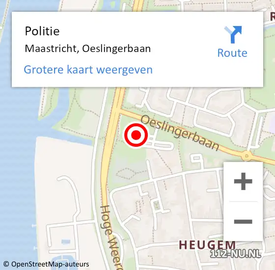 Locatie op kaart van de 112 melding: Politie Maastricht, Oeslingerbaan op 22 oktober 2022 02:21
