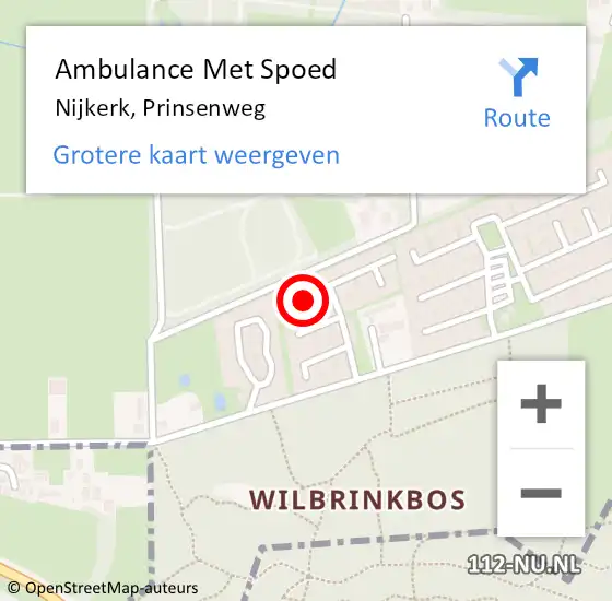 Locatie op kaart van de 112 melding: Ambulance Met Spoed Naar Nijkerk, Prinsenweg op 22 oktober 2022 02:26