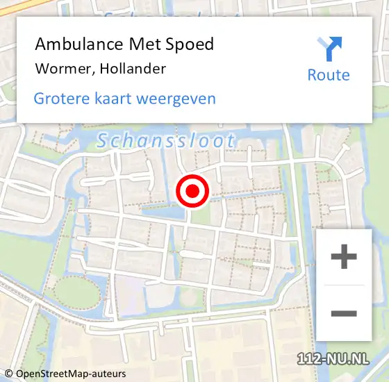 Locatie op kaart van de 112 melding: Ambulance Met Spoed Naar Wormer, Hollander op 22 oktober 2022 02:41