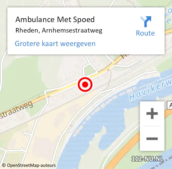 Locatie op kaart van de 112 melding: Ambulance Met Spoed Naar Rheden, Arnhemsestraatweg op 22 oktober 2022 08:57