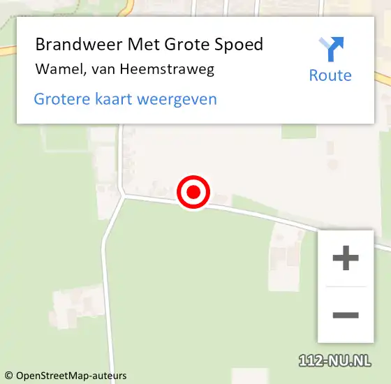 Locatie op kaart van de 112 melding: Brandweer Met Grote Spoed Naar Wamel, van Heemstraweg op 22 oktober 2022 09:12