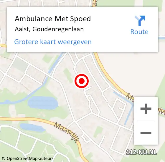 Locatie op kaart van de 112 melding: Ambulance Met Spoed Naar Aalst, Goudenregenlaan op 22 oktober 2022 10:58