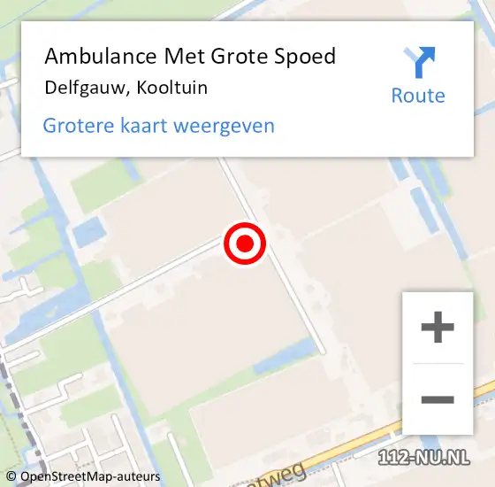 Locatie op kaart van de 112 melding: Ambulance Met Grote Spoed Naar Delfgauw, Kooltuin op 22 oktober 2022 10:59