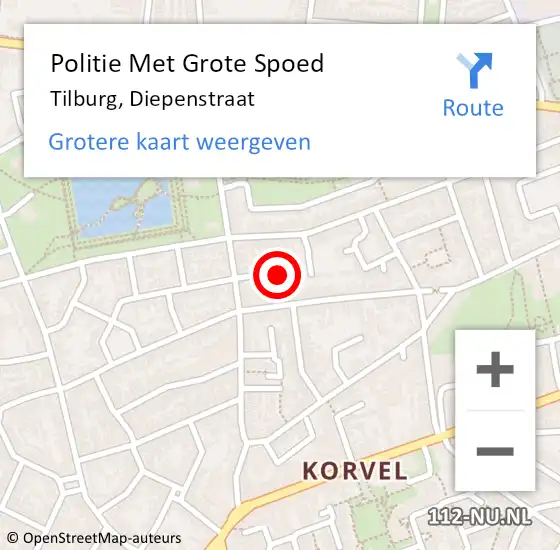 Locatie op kaart van de 112 melding: Politie Met Grote Spoed Naar Tilburg, Diepenstraat op 22 oktober 2022 11:28