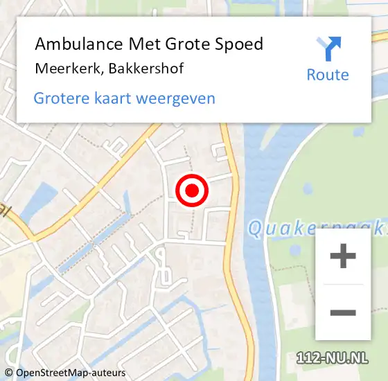Locatie op kaart van de 112 melding: Ambulance Met Grote Spoed Naar Meerkerk, Bakkershof op 22 oktober 2022 12:08