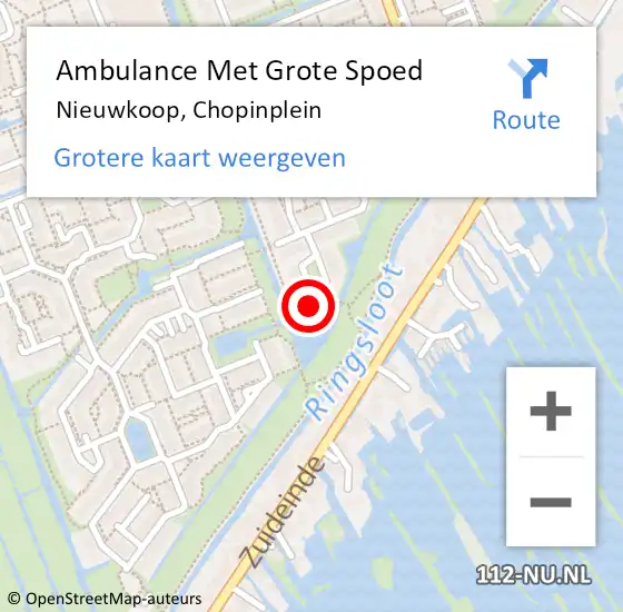 Locatie op kaart van de 112 melding: Ambulance Met Grote Spoed Naar Nieuwkoop, Chopinplein op 22 oktober 2022 13:23