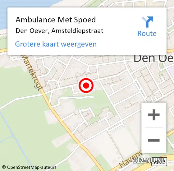 Locatie op kaart van de 112 melding: Ambulance Met Spoed Naar Den Oever, Amsteldiepstraat op 22 oktober 2022 15:13