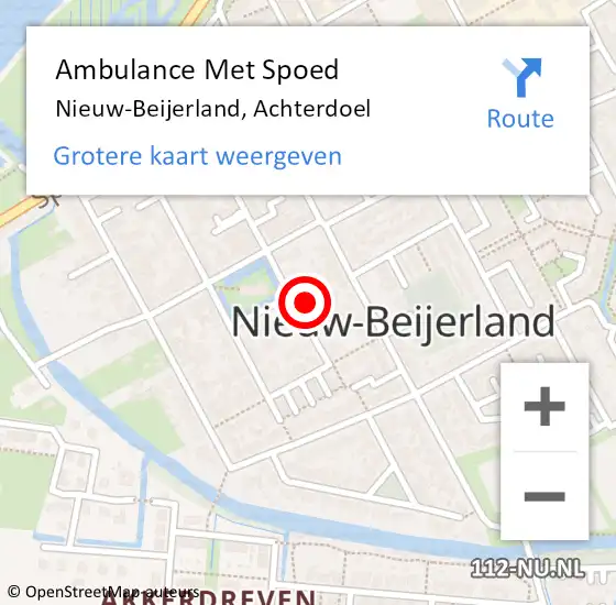 Locatie op kaart van de 112 melding: Ambulance Met Spoed Naar Nieuw-Beijerland, Achterdoel op 22 oktober 2022 15:36