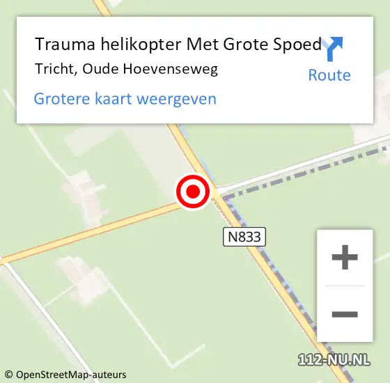 Locatie op kaart van de 112 melding: Trauma helikopter Met Grote Spoed Naar Tricht, Oude Hoevenseweg op 22 oktober 2022 15:45