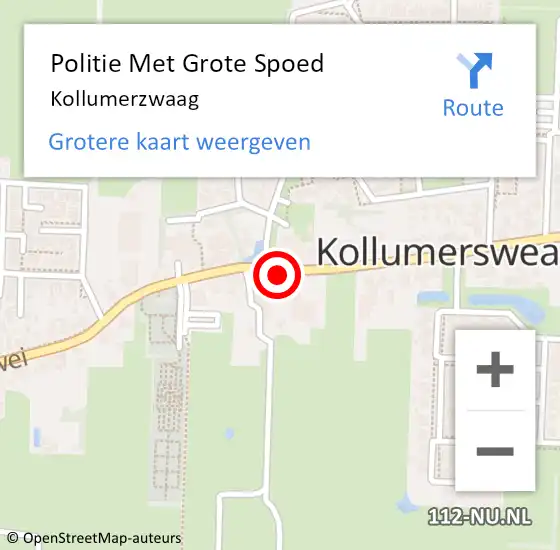 Locatie op kaart van de 112 melding: Politie Met Grote Spoed Naar Kollumerzwaag op 22 oktober 2022 15:50