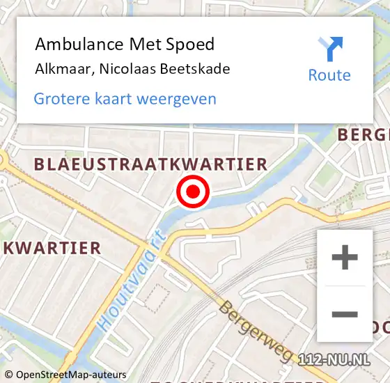 Locatie op kaart van de 112 melding: Ambulance Met Spoed Naar Alkmaar, Nicolaas Beetskade op 22 oktober 2022 16:37