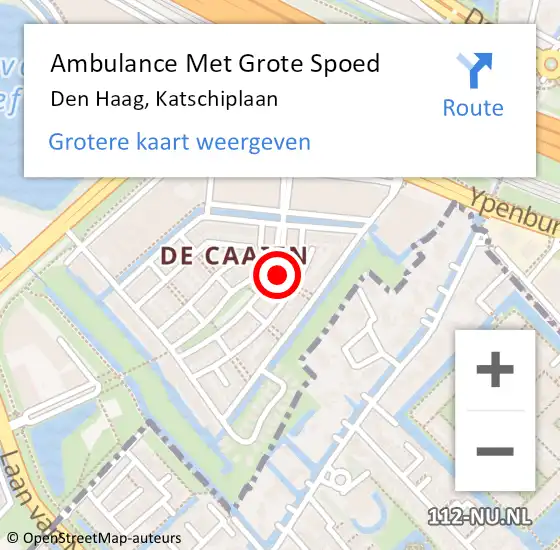 Locatie op kaart van de 112 melding: Ambulance Met Grote Spoed Naar Den Haag, Katschiplaan op 22 oktober 2022 17:12