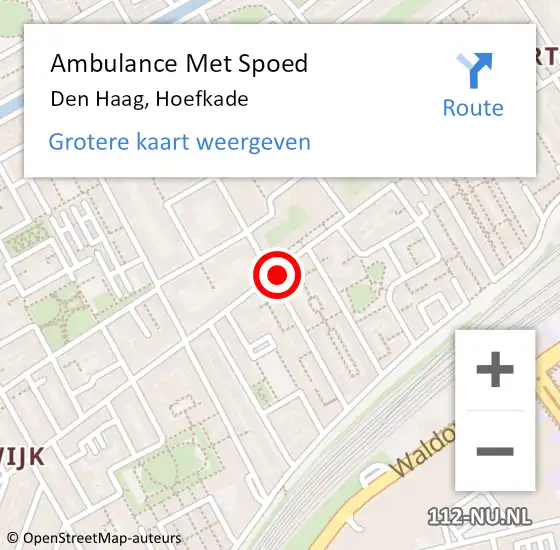 Locatie op kaart van de 112 melding: Ambulance Met Spoed Naar Den Haag, Hoefkade op 22 oktober 2022 18:45
