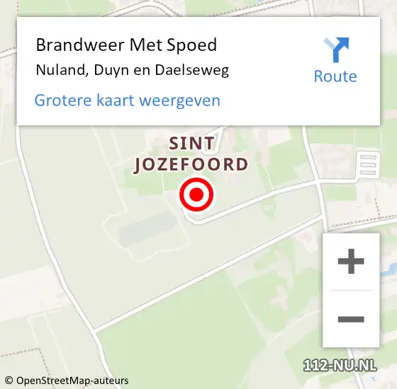 Locatie op kaart van de 112 melding: Brandweer Met Spoed Naar Nuland, Duyn en Daelseweg op 22 oktober 2022 19:31