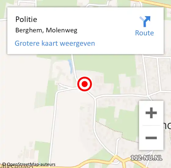 Locatie op kaart van de 112 melding: Politie Berghem, Molenweg op 22 oktober 2022 20:16