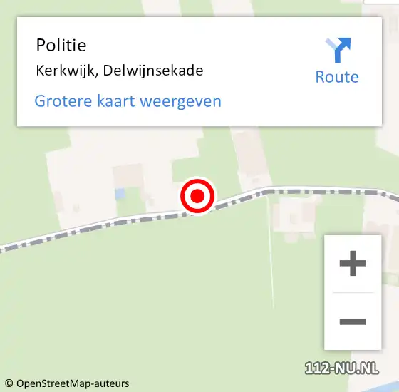 Locatie op kaart van de 112 melding: Politie Kerkwijk, Delwijnsekade op 22 oktober 2022 21:33