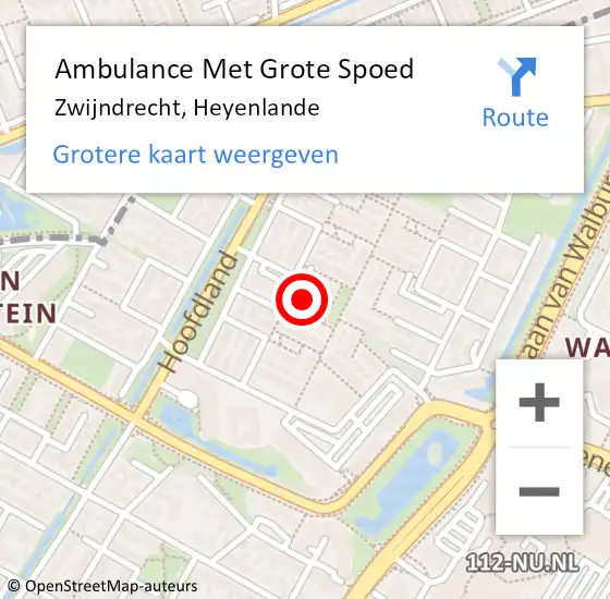 Locatie op kaart van de 112 melding: Ambulance Met Grote Spoed Naar Zwijndrecht, Heyenlande op 22 oktober 2022 21:57