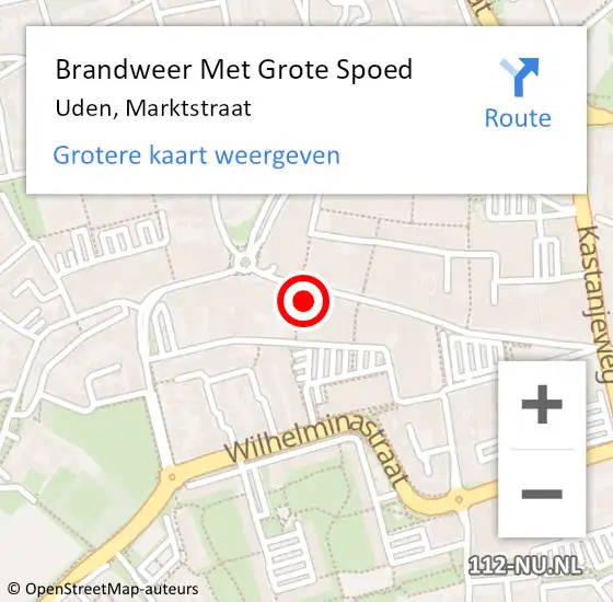 Locatie op kaart van de 112 melding: Brandweer Met Grote Spoed Naar Uden, Marktstraat op 22 oktober 2022 22:05