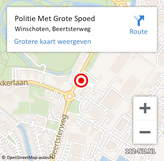 Locatie op kaart van de 112 melding: Politie Met Grote Spoed Naar Winschoten, Beertsterweg op 22 oktober 2022 22:08