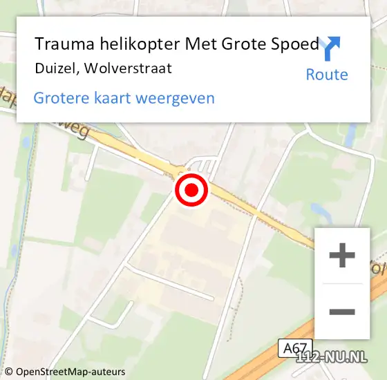 Locatie op kaart van de 112 melding: Trauma helikopter Met Grote Spoed Naar Duizel, Wolverstraat op 22 oktober 2022 23:09