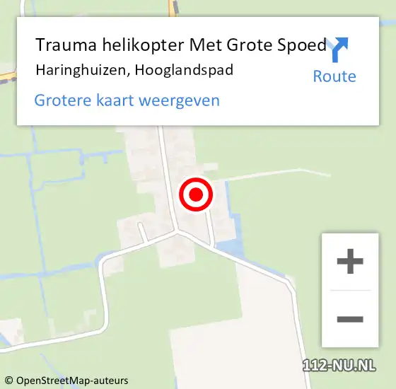 Locatie op kaart van de 112 melding: Trauma helikopter Met Grote Spoed Naar Haringhuizen, Hooglandspad op 23 oktober 2022 10:49
