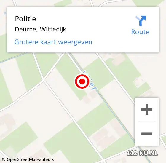 Locatie op kaart van de 112 melding: Politie Deurne, Wittedijk op 23 oktober 2022 14:33