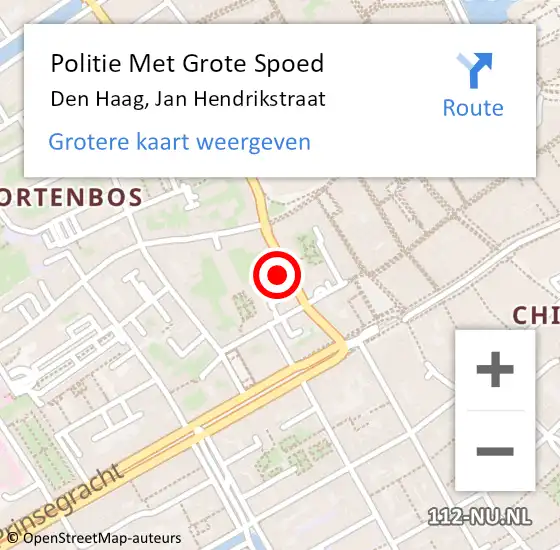 Locatie op kaart van de 112 melding: Politie Met Grote Spoed Naar Den Haag, Jan Hendrikstraat op 23 oktober 2022 15:29