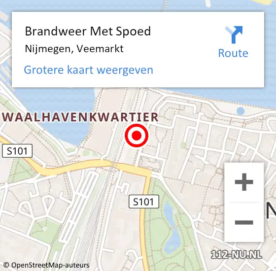 Locatie op kaart van de 112 melding: Brandweer Met Spoed Naar Nijmegen, Veemarkt op 23 oktober 2022 16:26