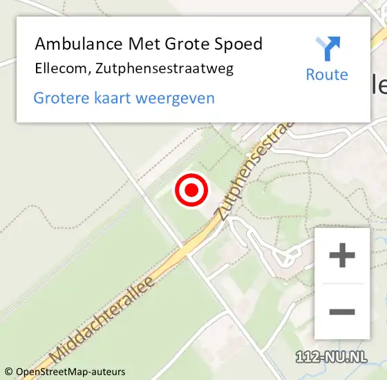 Locatie op kaart van de 112 melding: Ambulance Met Grote Spoed Naar Ellecom, Zutphensestraatweg op 23 oktober 2022 17:21