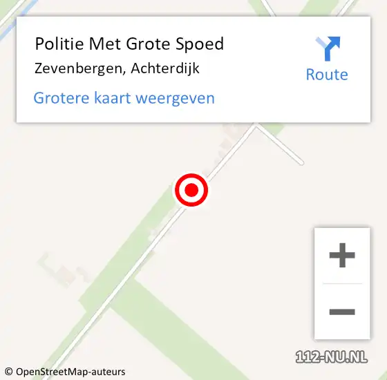 Locatie op kaart van de 112 melding: Politie Met Grote Spoed Naar Zevenbergen, Achterdijk op 23 oktober 2022 17:29