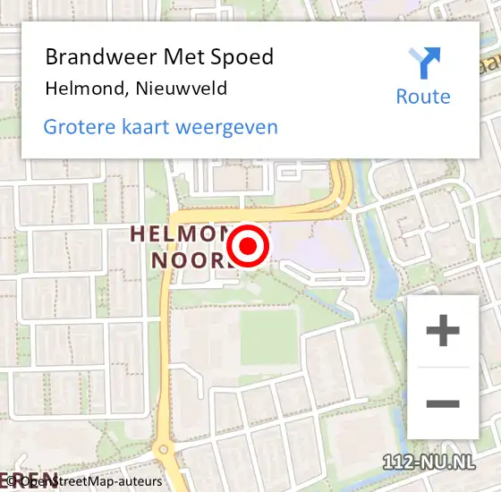 Locatie op kaart van de 112 melding: Brandweer Met Spoed Naar Helmond, Nieuwveld op 23 oktober 2022 20:03