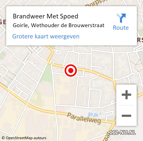 Locatie op kaart van de 112 melding: Brandweer Met Spoed Naar Goirle, Wethouder de Brouwerstraat op 23 oktober 2022 20:22