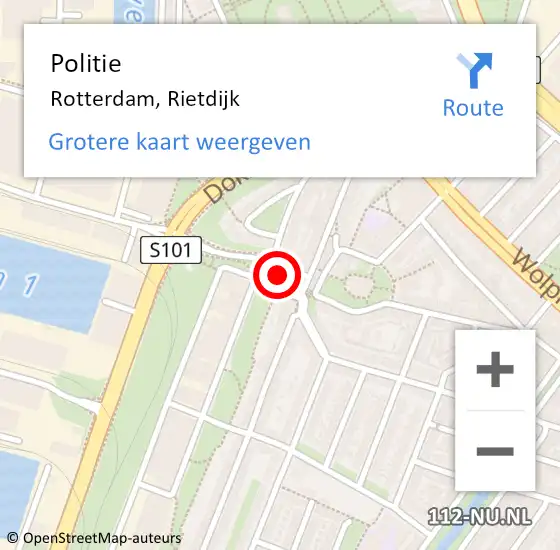 Locatie op kaart van de 112 melding: Politie Rotterdam, Rietdijk op 23 oktober 2022 20:37