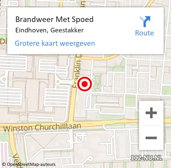 Locatie op kaart van de 112 melding: Brandweer Met Spoed Naar Eindhoven, Geestakker op 23 oktober 2022 22:44