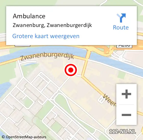 Locatie op kaart van de 112 melding: Ambulance Zwanenburg, Zwanenburgerdijk op 2 augustus 2014 15:03