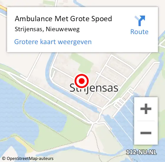 Locatie op kaart van de 112 melding: Ambulance Met Grote Spoed Naar Strijensas, Nieuweweg op 23 oktober 2022 23:08