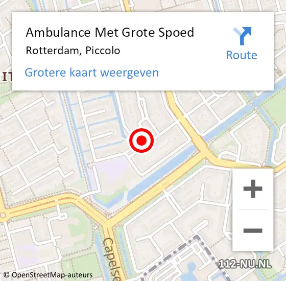 Locatie op kaart van de 112 melding: Ambulance Met Grote Spoed Naar Rotterdam, Piccolo op 23 oktober 2022 23:37