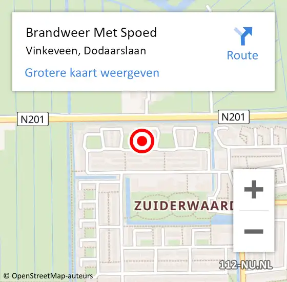 Locatie op kaart van de 112 melding: Brandweer Met Spoed Naar Vinkeveen, Dodaarslaan op 23 oktober 2022 23:41