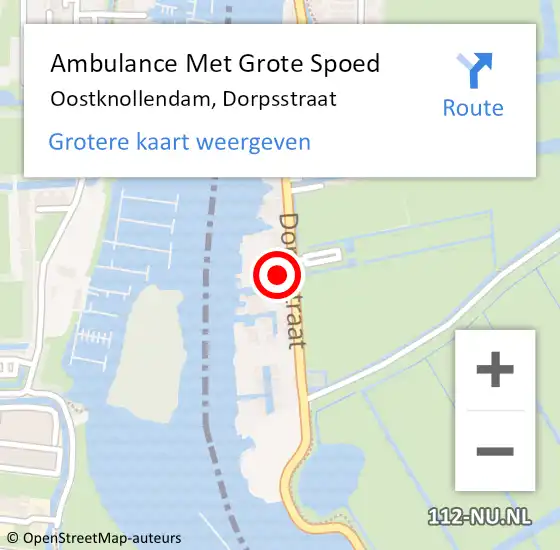 Locatie op kaart van de 112 melding: Ambulance Met Grote Spoed Naar Oostknollendam, Dorpsstraat op 23 oktober 2022 23:58