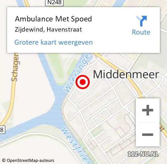 Locatie op kaart van de 112 melding: Ambulance Met Spoed Naar Zijdewind, Havenstraat op 24 oktober 2022 02:36