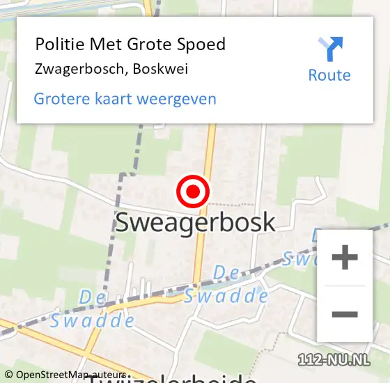 Locatie op kaart van de 112 melding: Politie Met Grote Spoed Naar Zwagerbosch, Boskwei op 24 oktober 2022 03:44