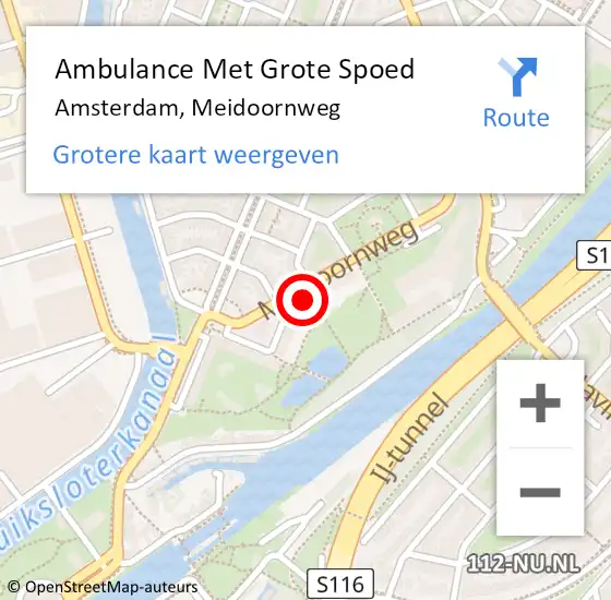 Locatie op kaart van de 112 melding: Ambulance Met Grote Spoed Naar Amsterdam, Meidoornweg op 24 oktober 2022 03:58