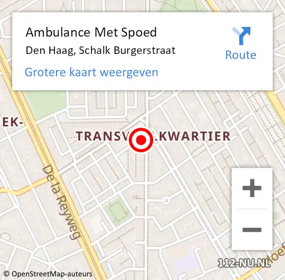 Locatie op kaart van de 112 melding: Ambulance Met Spoed Naar Den Haag, Schalk Burgerstraat op 24 oktober 2022 07:03